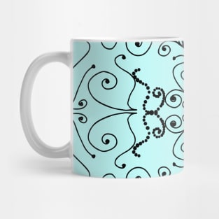 Mint Blue Swirls and Dots Tile Graphic Pattern Mug